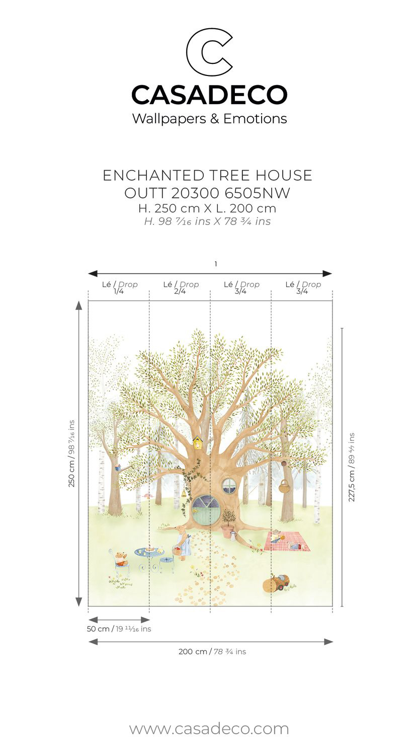 Wandbild Baumhaus mit Tieren 200 x 250 cm OUTT203006505NW