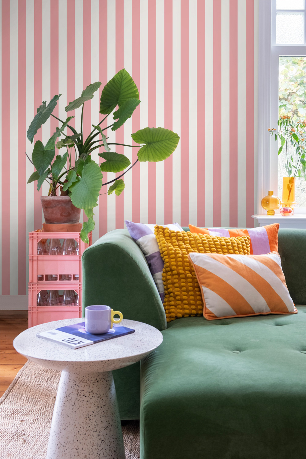 Tapete Tapete Streifen rosa weiß modern Vlies 139906