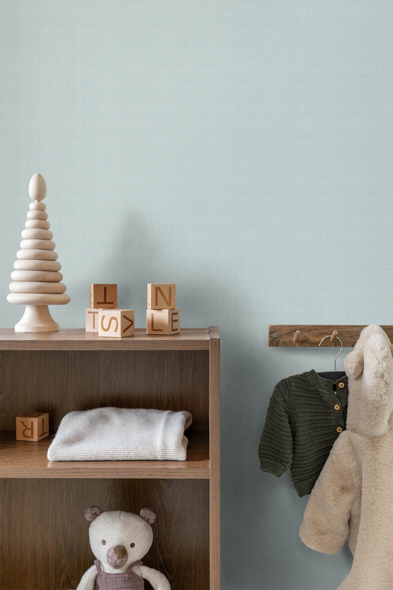 Non woven linen look wallpaper vintage blue 139025