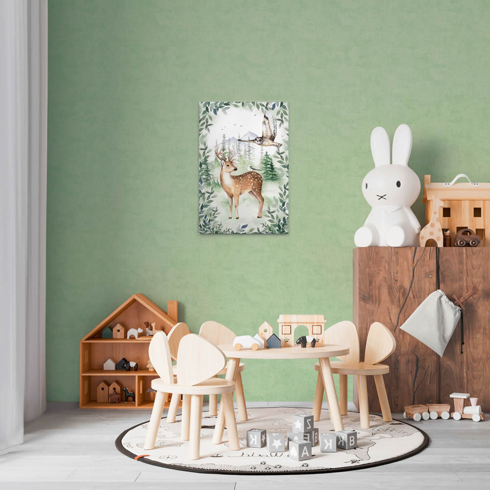 Leinwandbild Waldtiere Hirsch und Eule DD129428 40 x 60 cm-8-DD129428