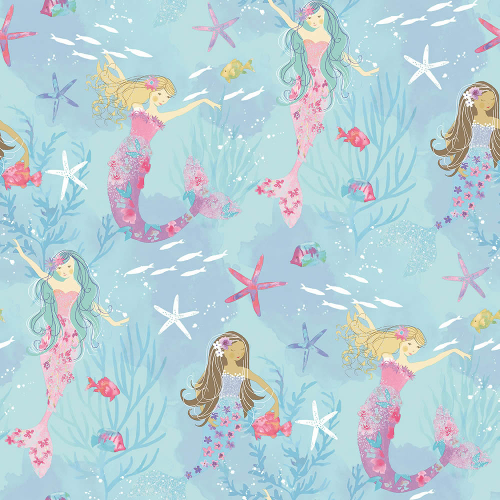 Unterwaser Mädchen Vliestapete blau und rosa Tiny Tots 2 Essener G78392