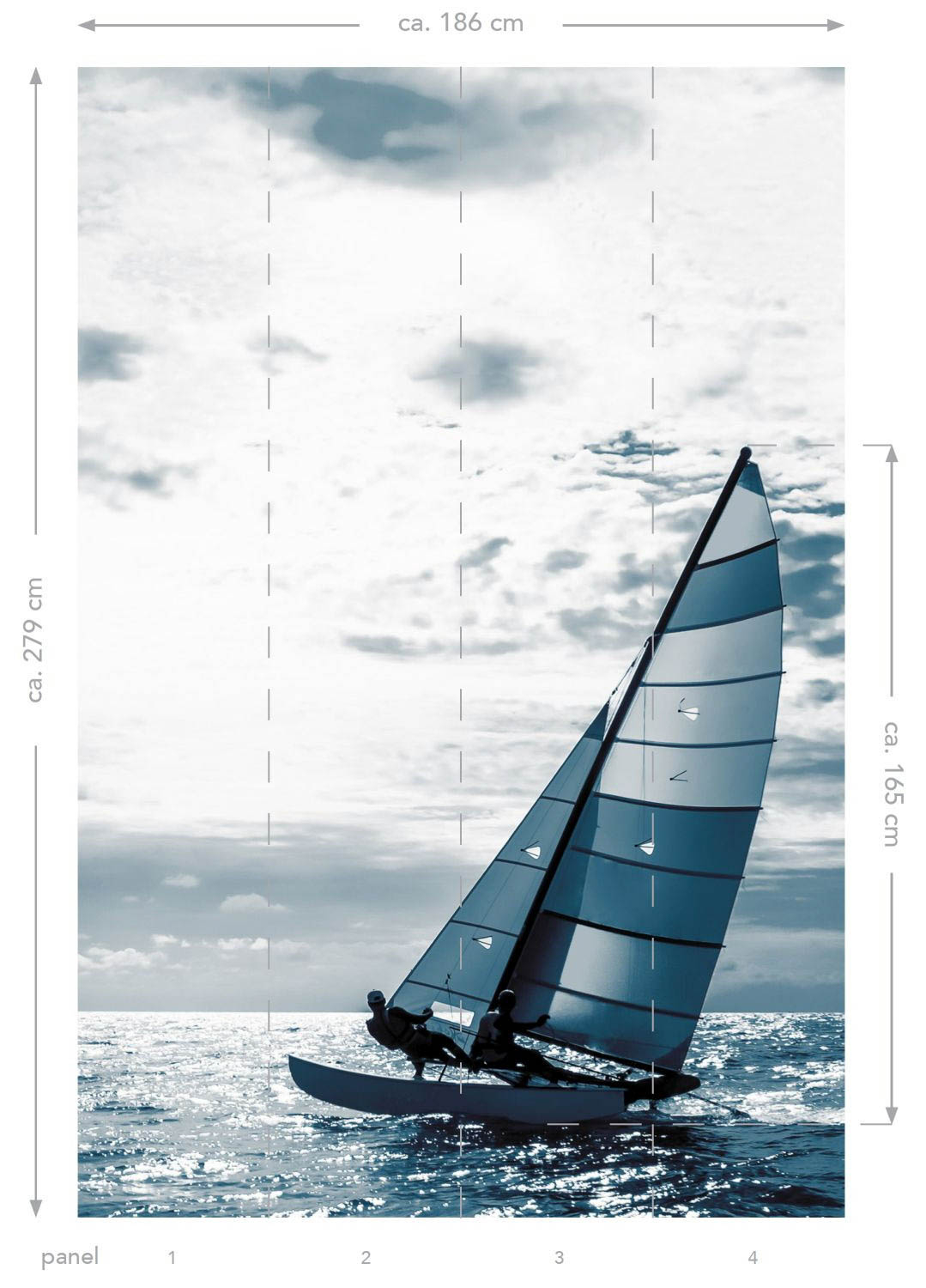 Wandbild Segelboot blau 186 x 279 cm 158846
