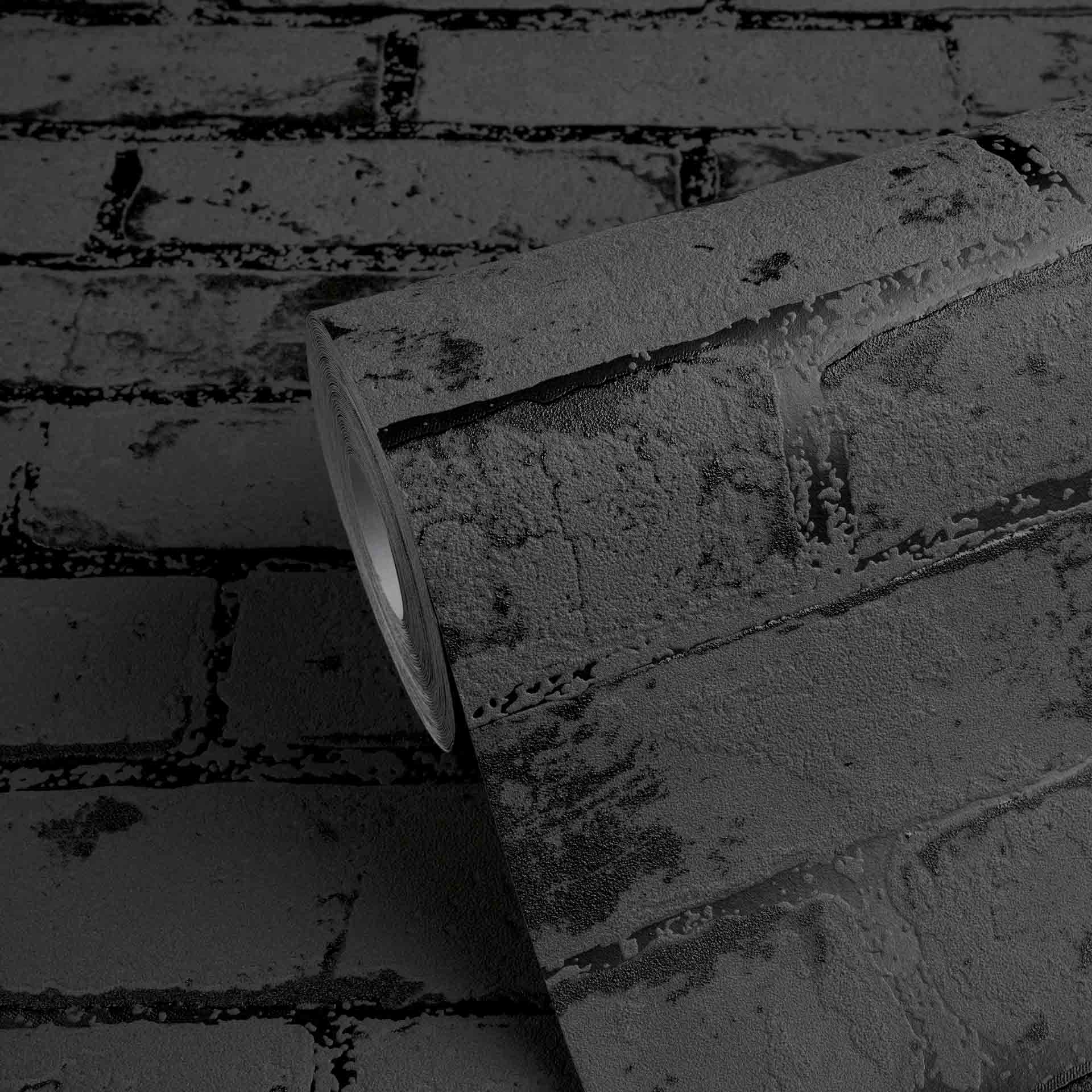 Tapete Backsteintapete dunkelgrau schwarz Vlies 907882