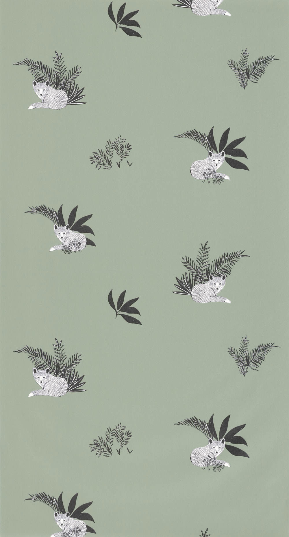 Füchse und Blätter Tapete hellgrün Caselio - Autour du Monde Texdecor ADM103537279