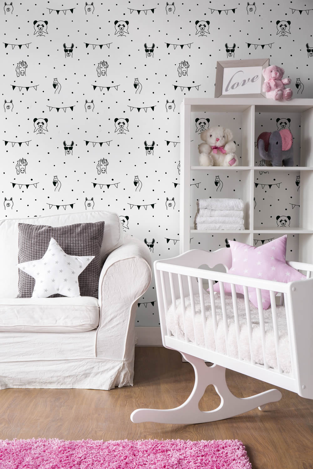 animal themed party wallpaper black and white Little Love AS Creation 381382-8-381382.1M