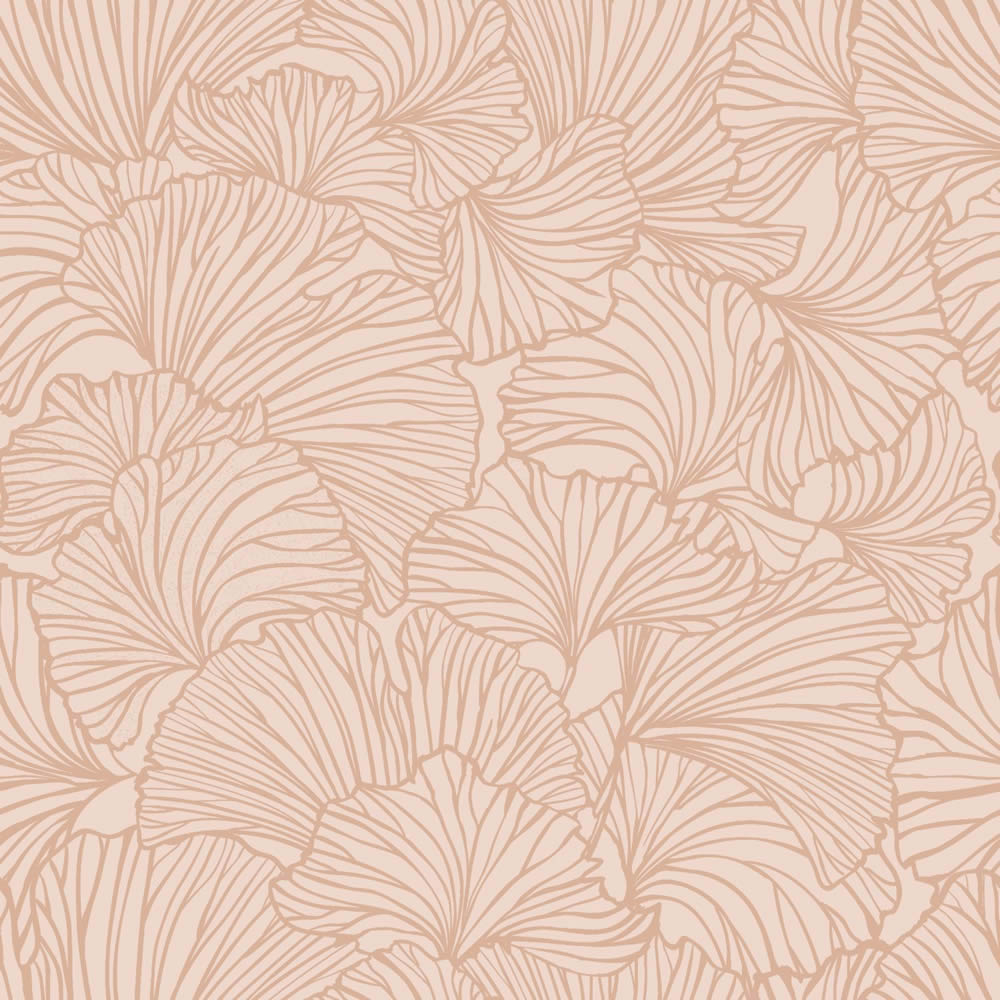 Tapete Vlies Ginkgoblätter Naturmotiv rosa terrakotta 139489