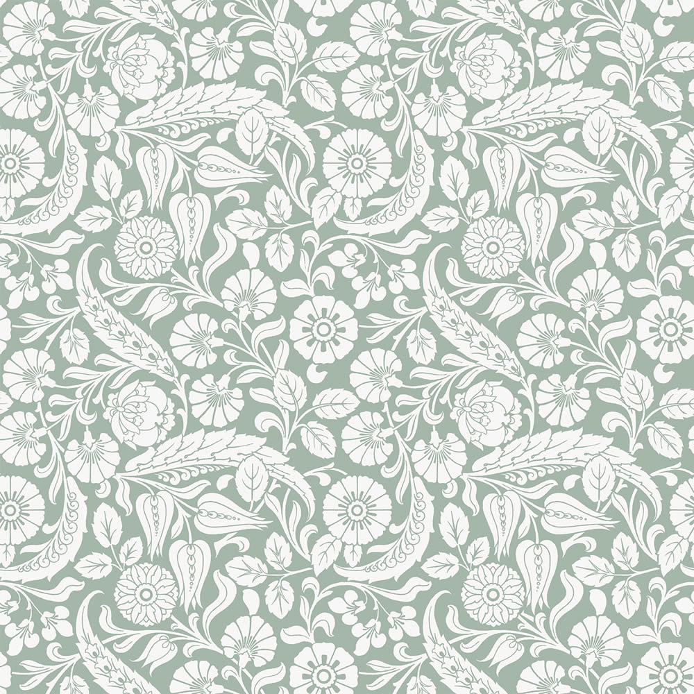 Tapete Botanisch Vintage Blumen grün Vlies 139329