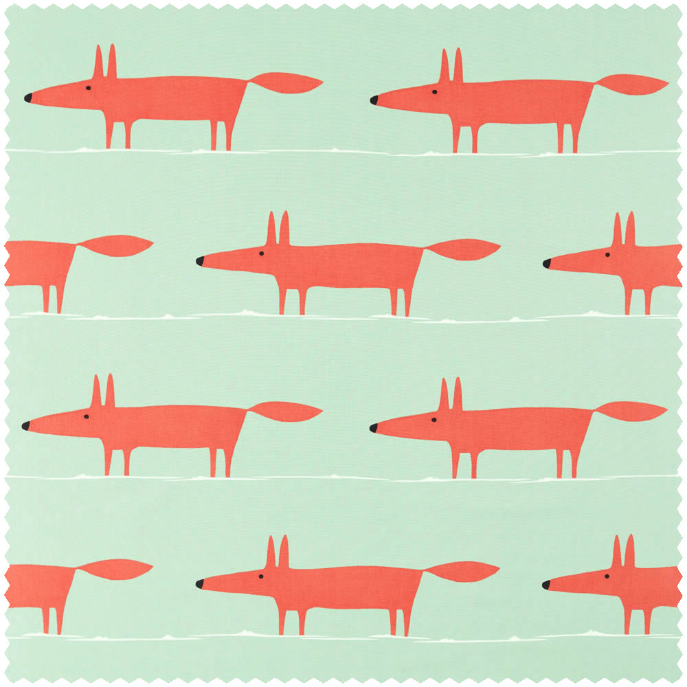 Stoff Fuchs Stoff Mr Fox Scandi Style hellblau orange NART121027