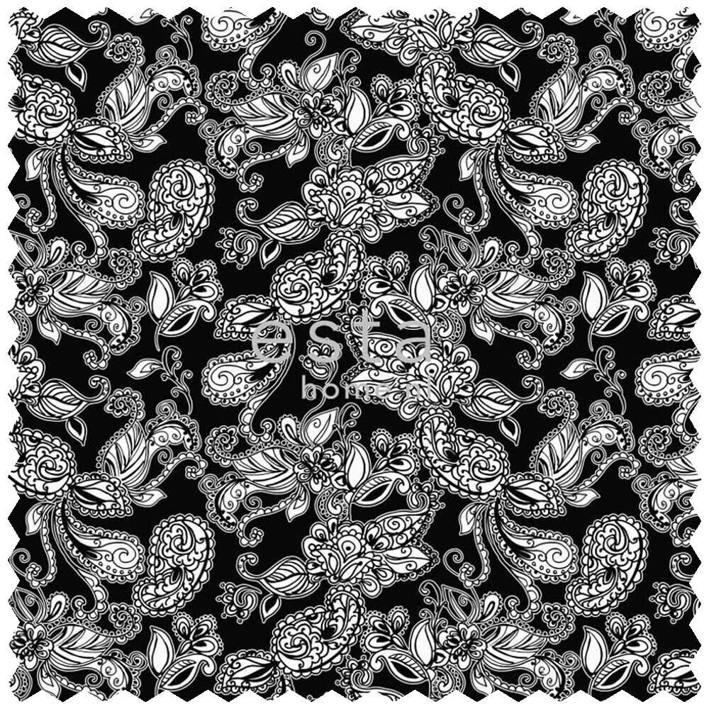 Dekostoff Funky Blumen Paisleys Schwarz Weiß-56-186803