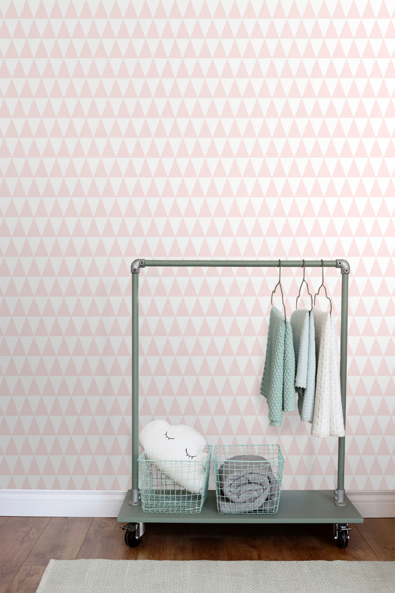 Dreieck Tapete Scandi rosa weiß Vlies 128862
