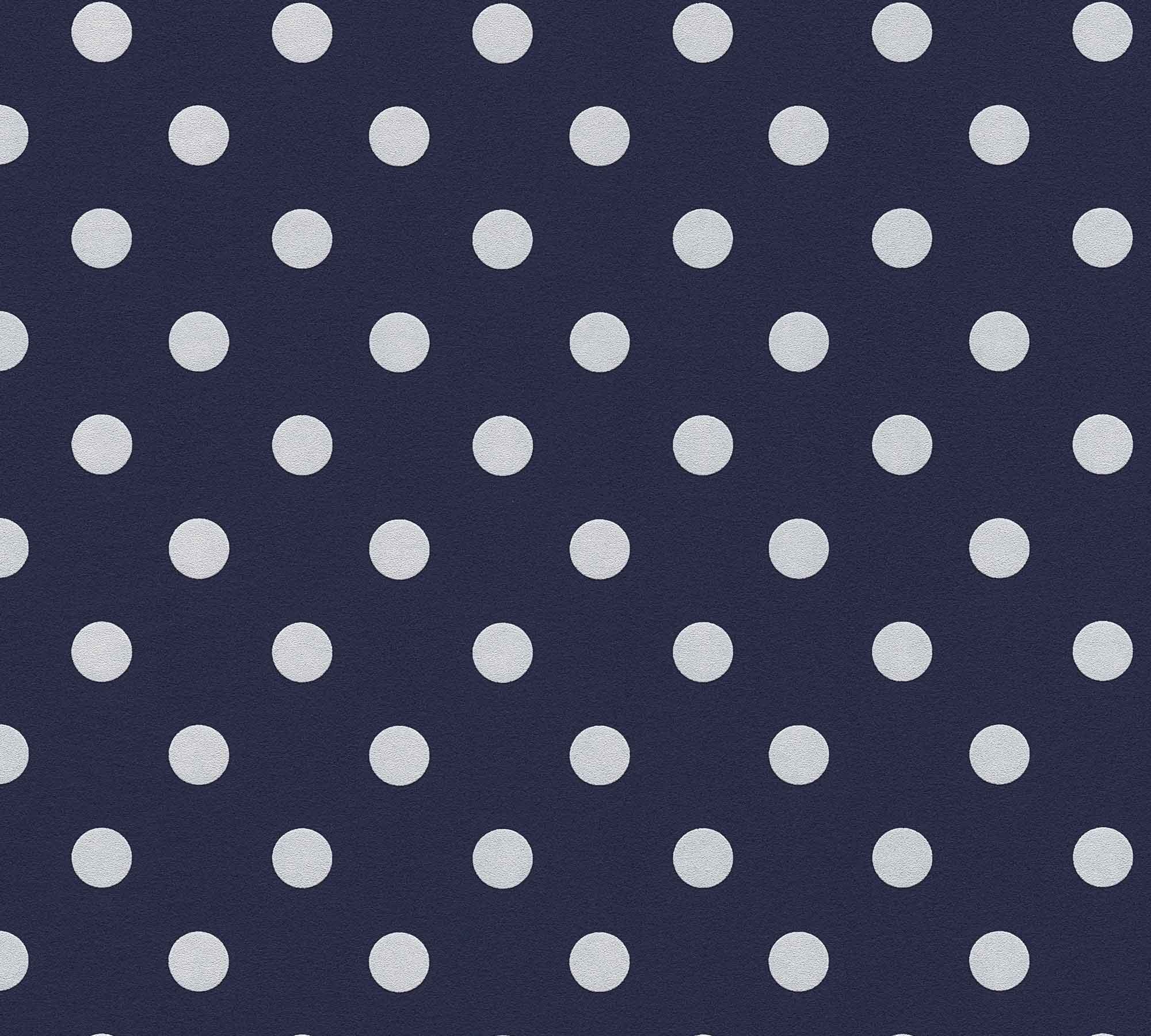 Tapete Punktetapete Polka Dots marineblau weiß Vlies 363368