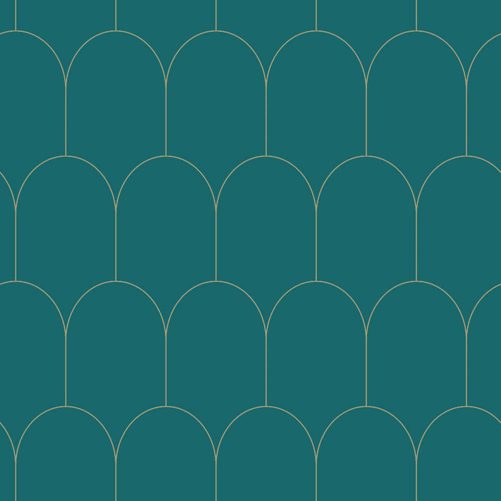 Tapete Geometrische Art Deco Tapete petrolblau Vlies 139205