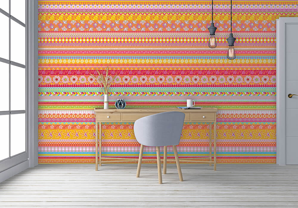 Wandbild Muster Patchwork Balken Bunt-65-TD4034