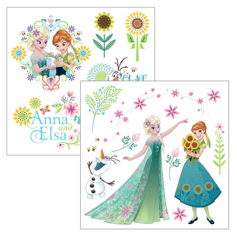 Fenstersticker selbsthaftend Eiskönigin Elsa und Anna Disney Frozen Blumen Bunt-58-16407