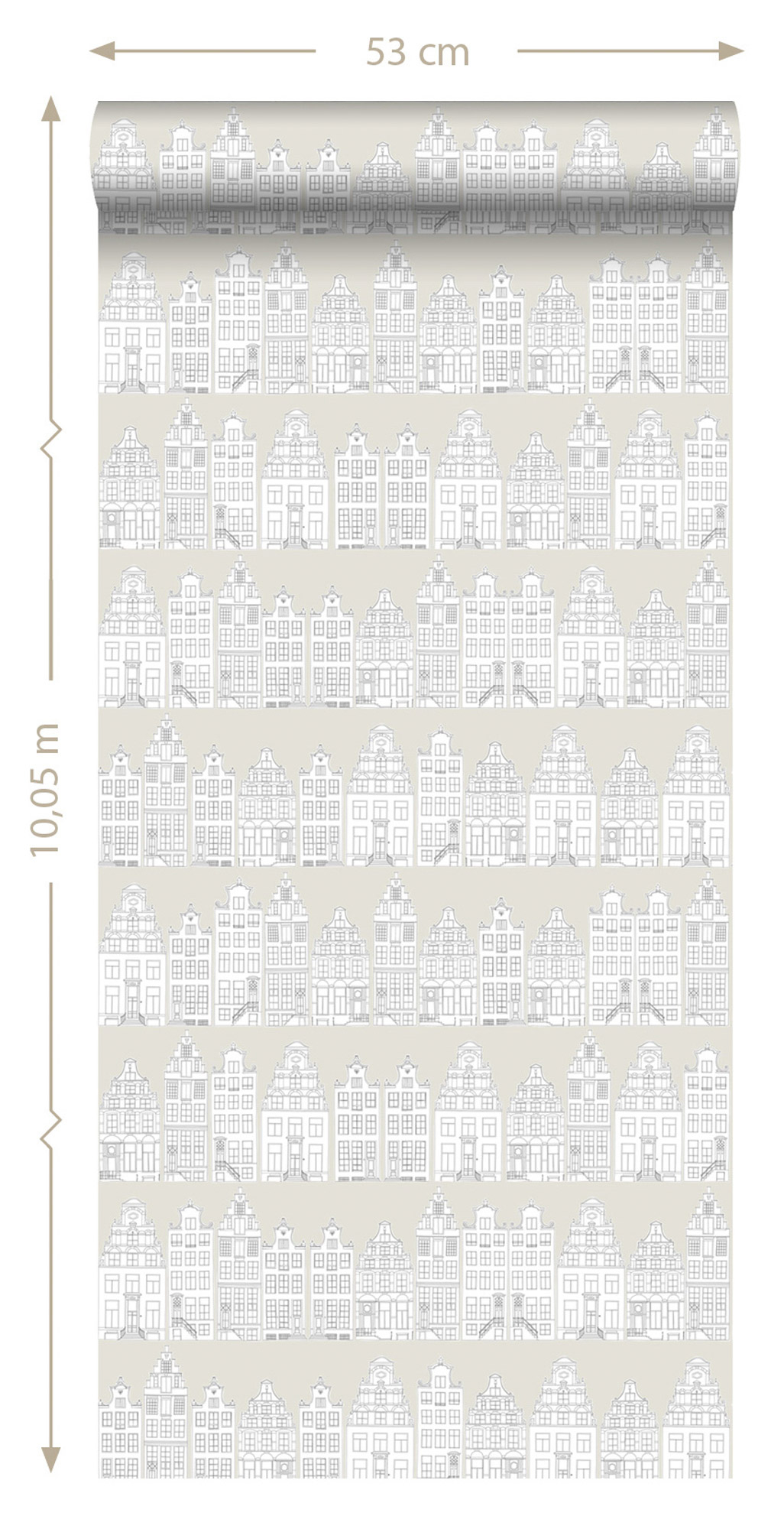 Amsterdam Tapete Häuser Vintage grau Vlies 138909