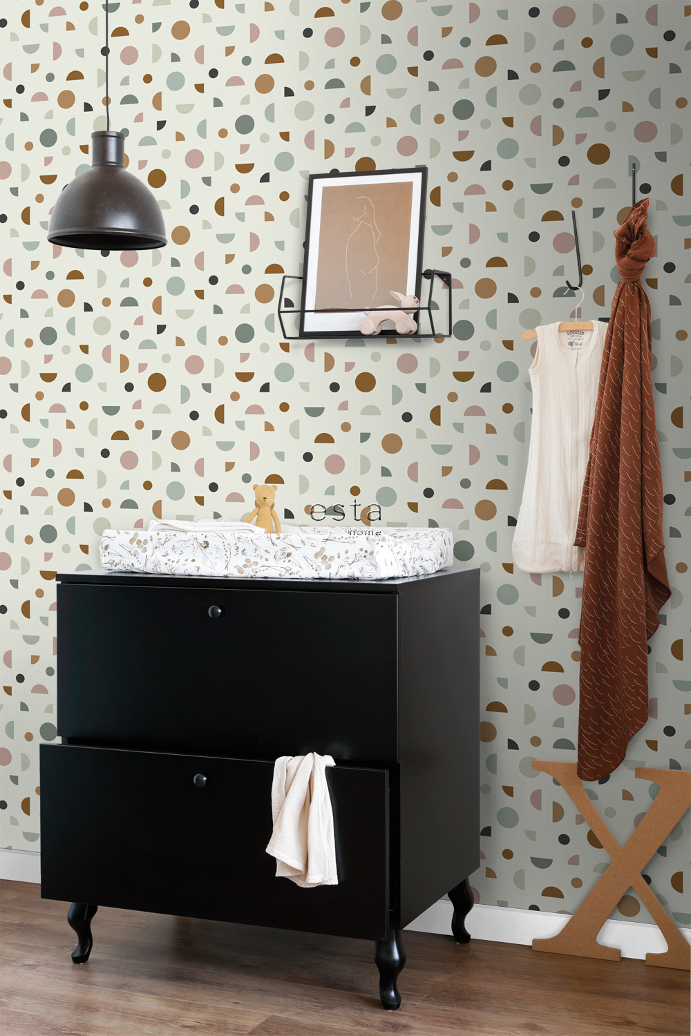 Grafiktapete bunte Formen Kreise Halbkreise Vlies beige 139277
