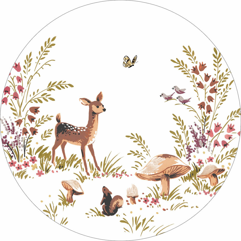 White and pastel mural fairytale meadows Woodland Rasch Textil 159074-23-159074