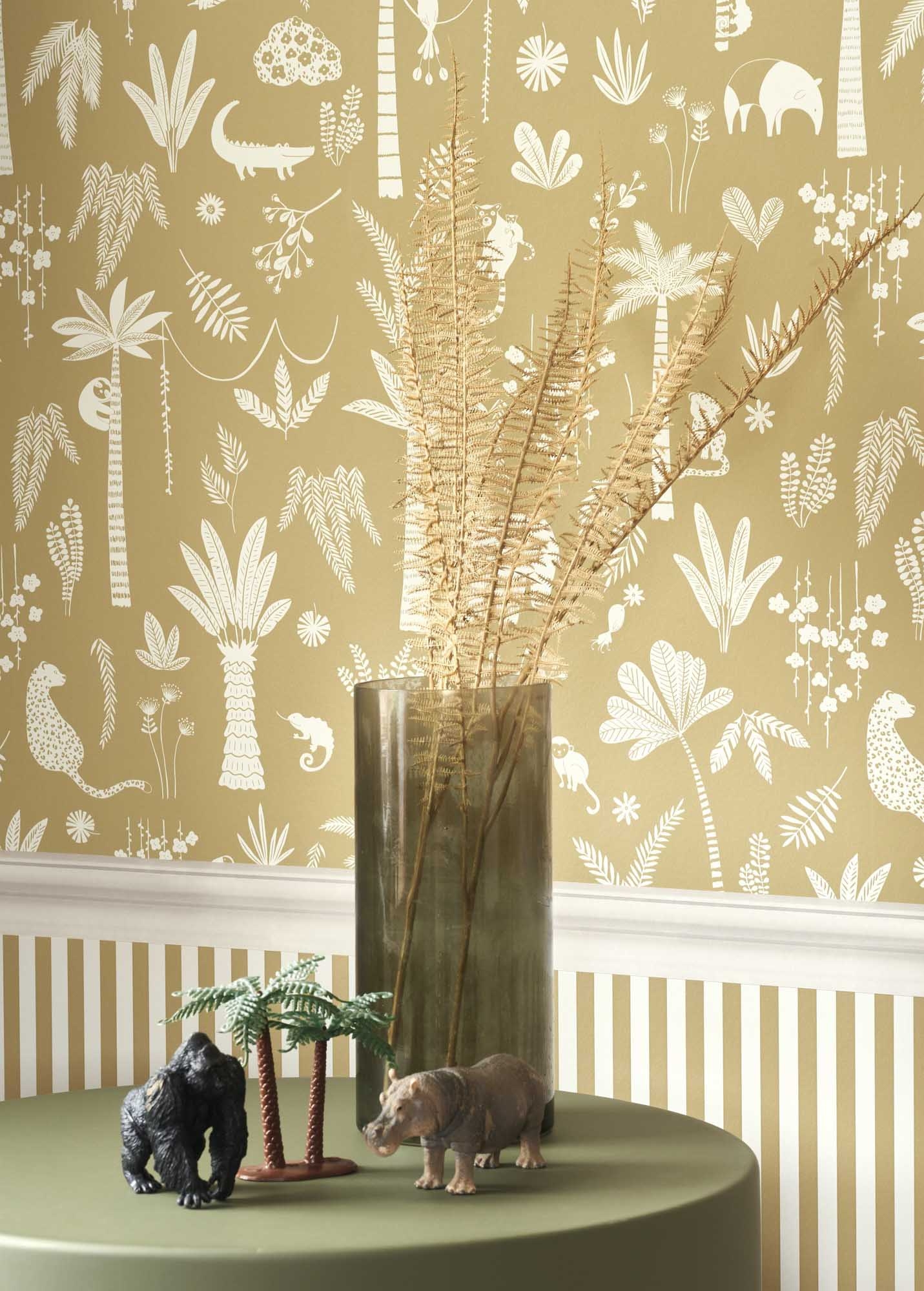 Tapete gestreifte Tapete Scandi Style grün Vlies OUTT29887227