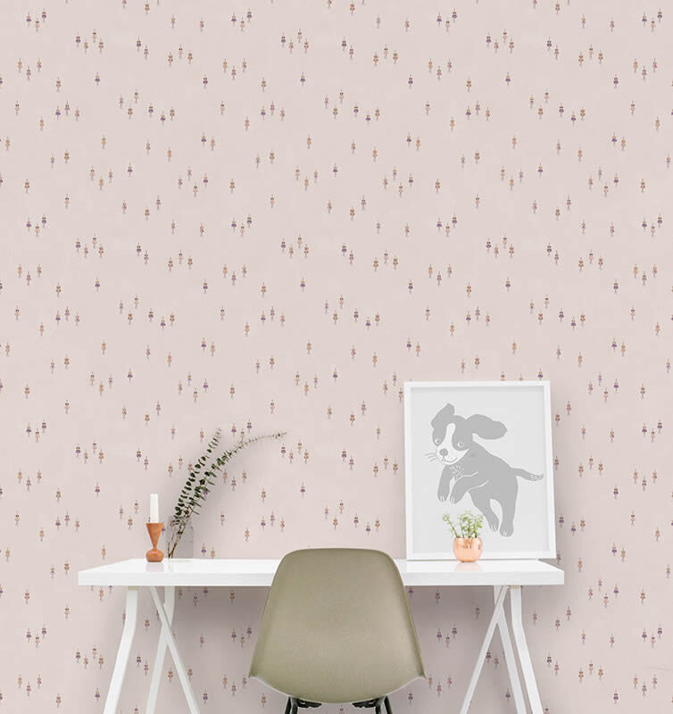 Tapete Vlies Rosa Puppen Tiere-65-27196