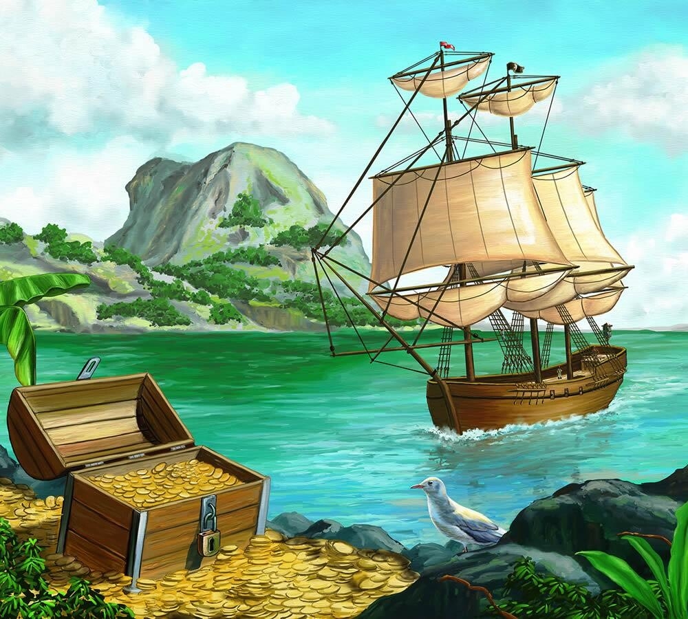 SALE 1 Rolle 57-1-097_L Divino Decor Fototapeten Vol. 1 Wandbild Insel der Schätze 300x270 cm-57-1-097