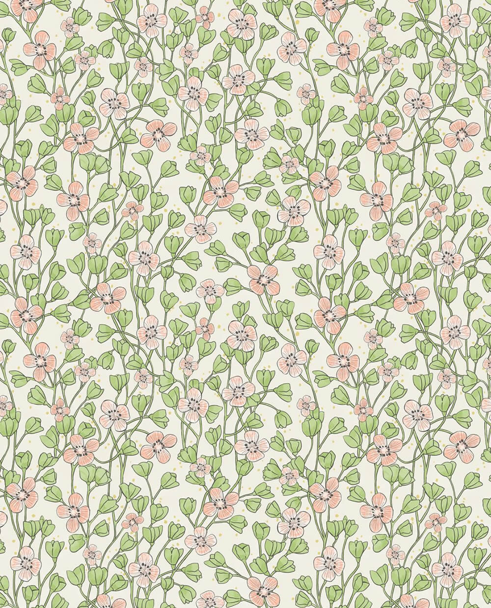 Vlies-Tapete Weiß Blumen Grün Rosa-55-383530