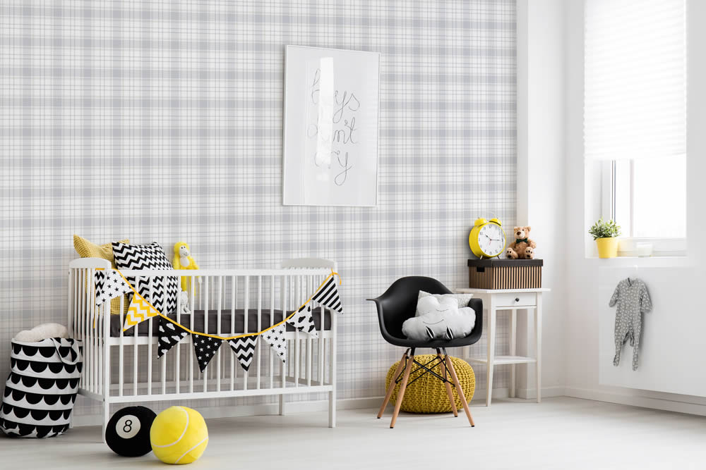 stripes grid pattern wallpaper beige and gray Little Love AS Creation 381221-8-381221.1M