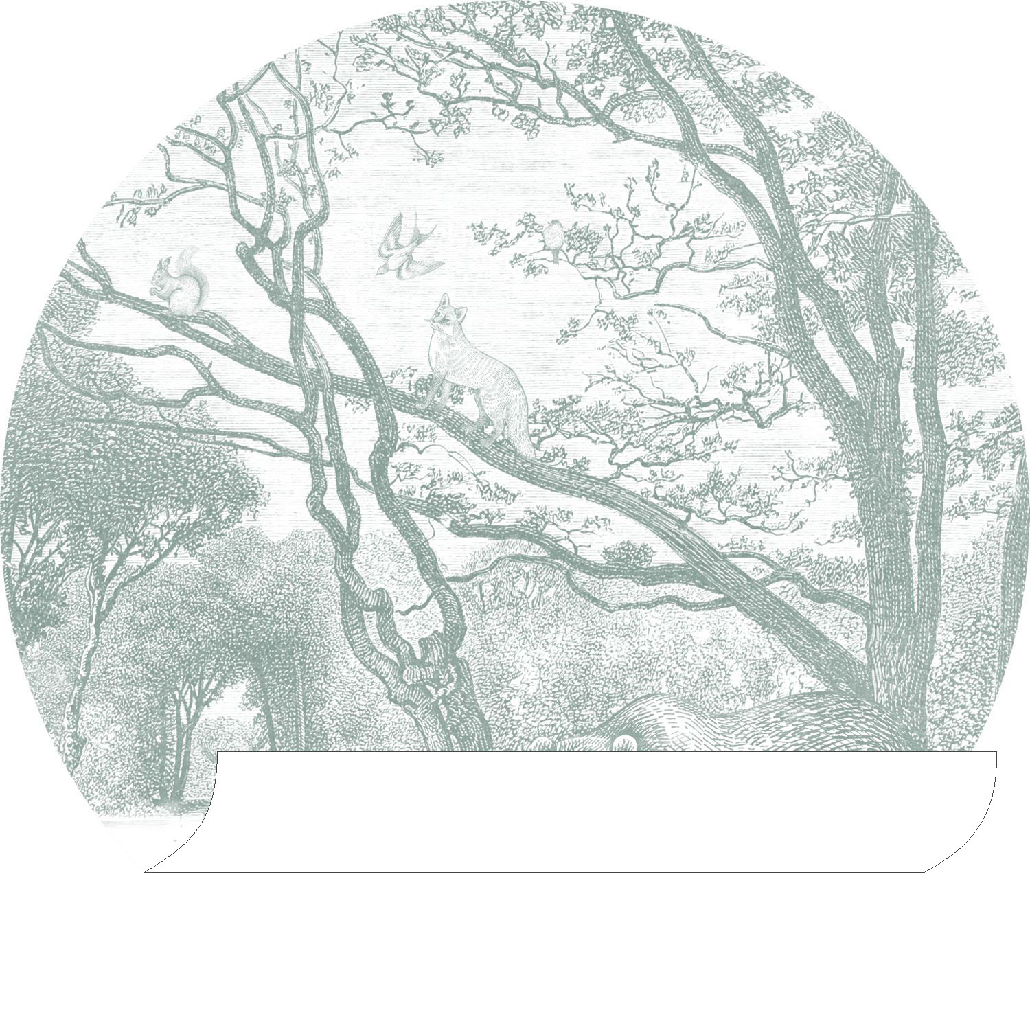 Waldtiere Wandbild rund grün 70 cm Vlies 159071