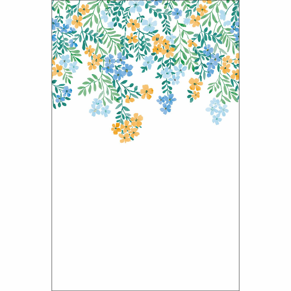 Wandbild L Blumenmuster oben zarte Blüten hellblau orange PMW104636304