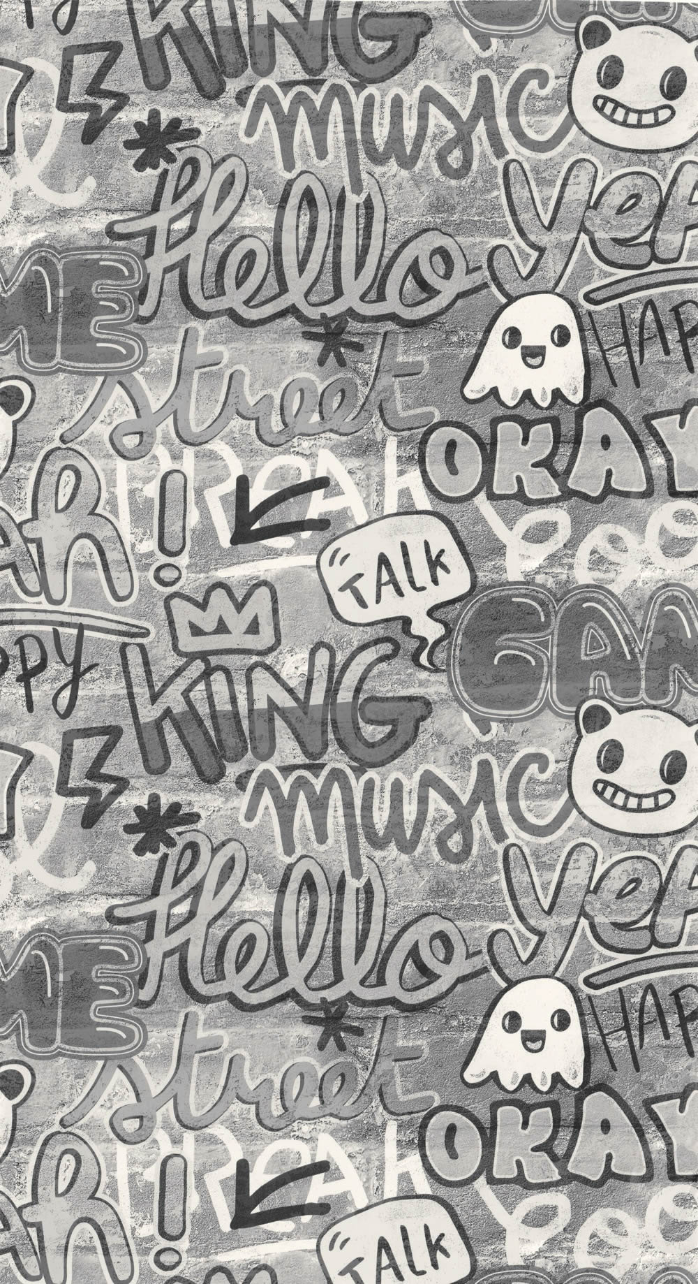 Graffiti Style Gray Wallpaper Caselio - Young and free Texdecor YNF103309009-36-YNF103309009.1M