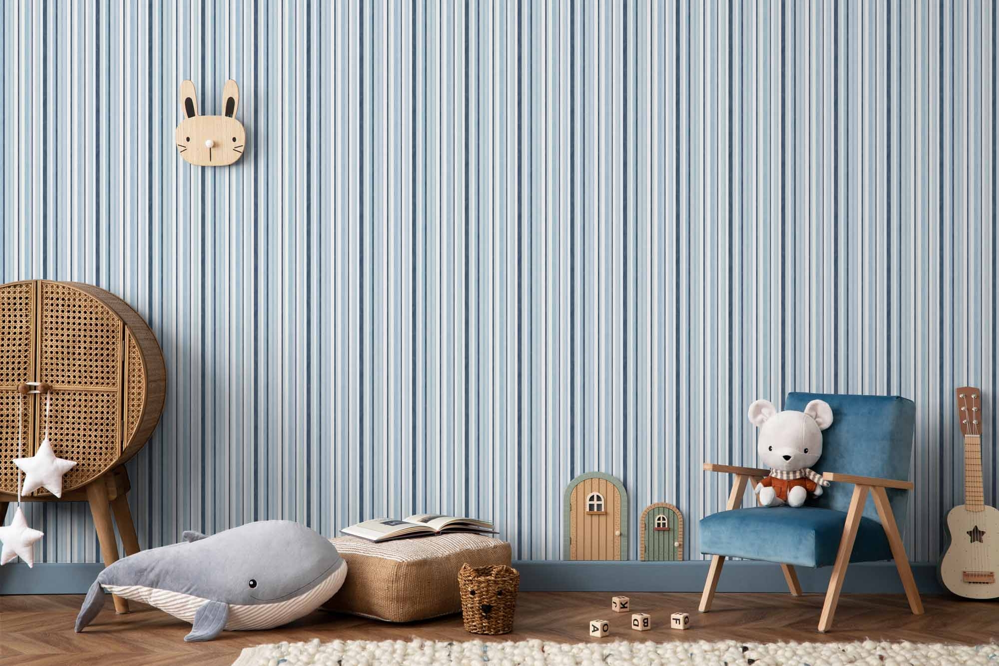 Tapete Streifentapete blau weiß gestreift Vlies G78573
