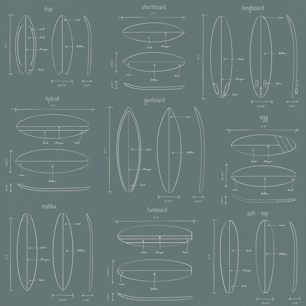 Mistelgrün Surfbretts Tapete-23-128870.1M