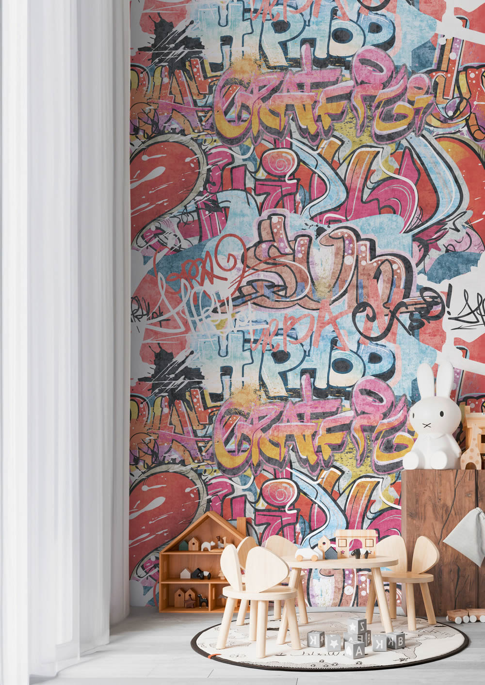 Wandbild Vlies Graffiti Spraybild farbenfroh bunt matt 770631-8-770631