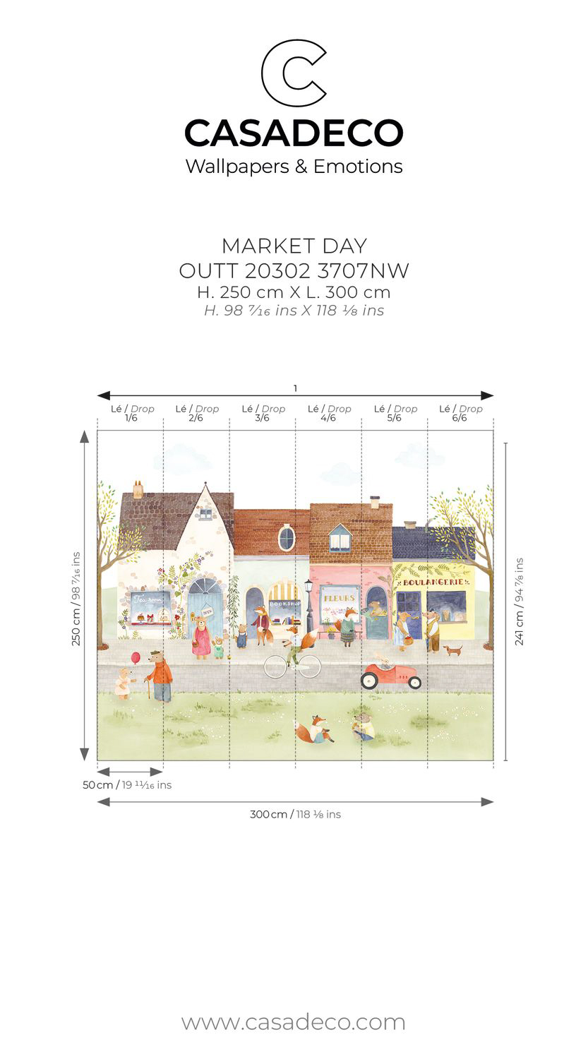 Wandbild Einkaufsstraße mit Tieren 300 x 250 cm OUTT203023707NW