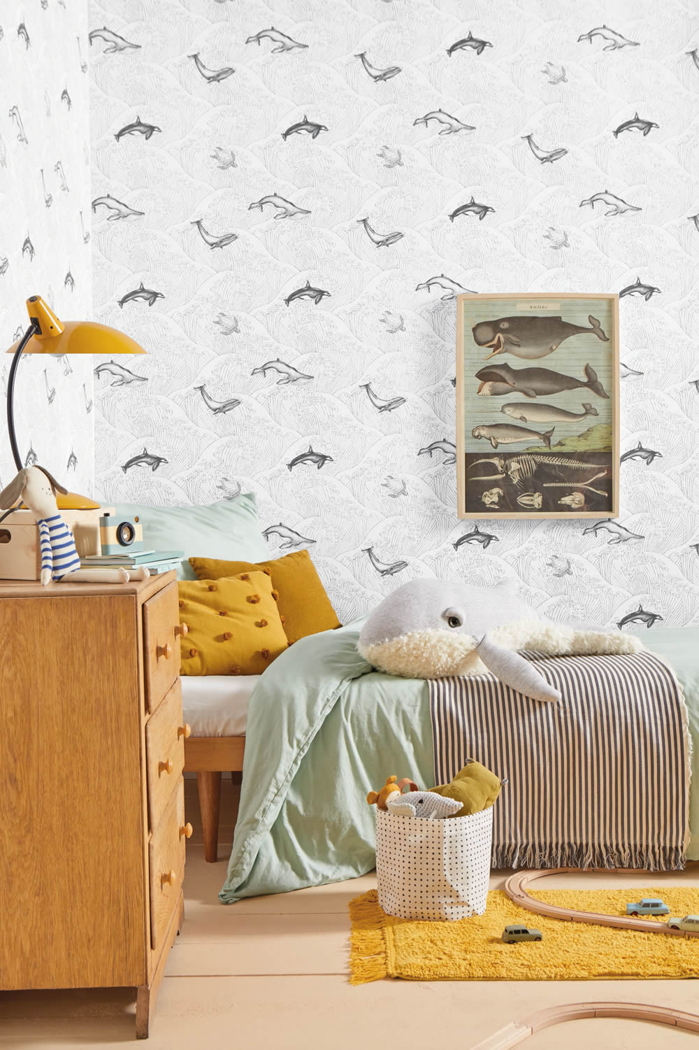 Wallpaper non-woven white waves whales Our Planet OUP102019902-36-OUP102019902.1M