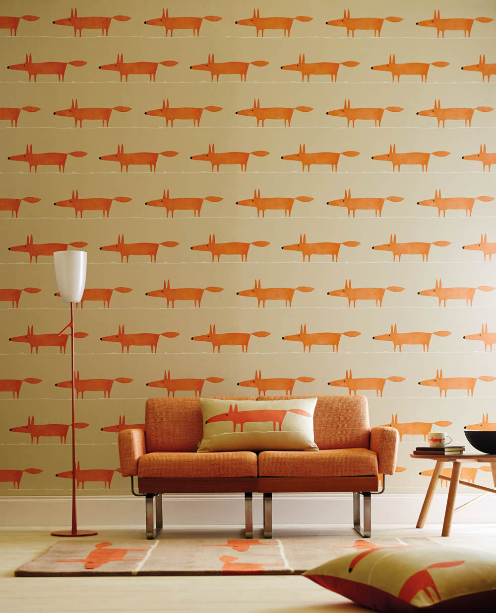 Tapete Tiertapete Mr Fox große Füchse beige orange NSWA110847