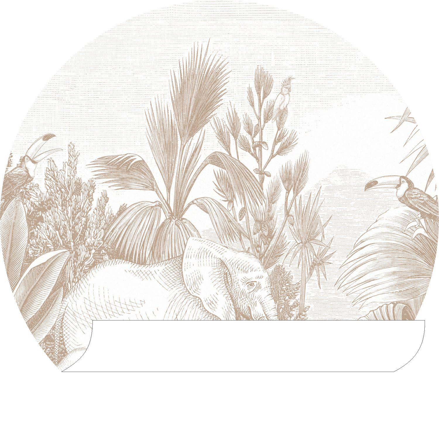 Wandbild Dschungel Tiere rund beige 70 cm Vlies 159077