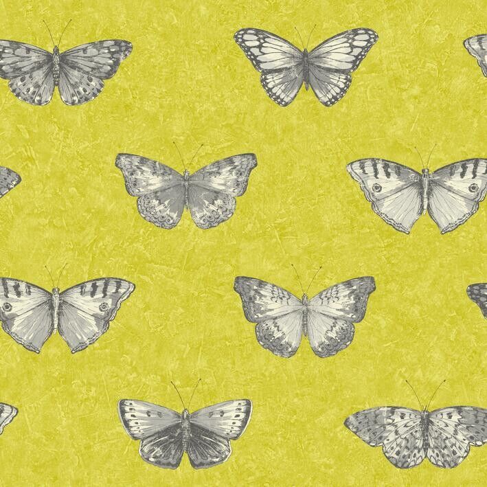 Non-woven wallpaper animals yellow