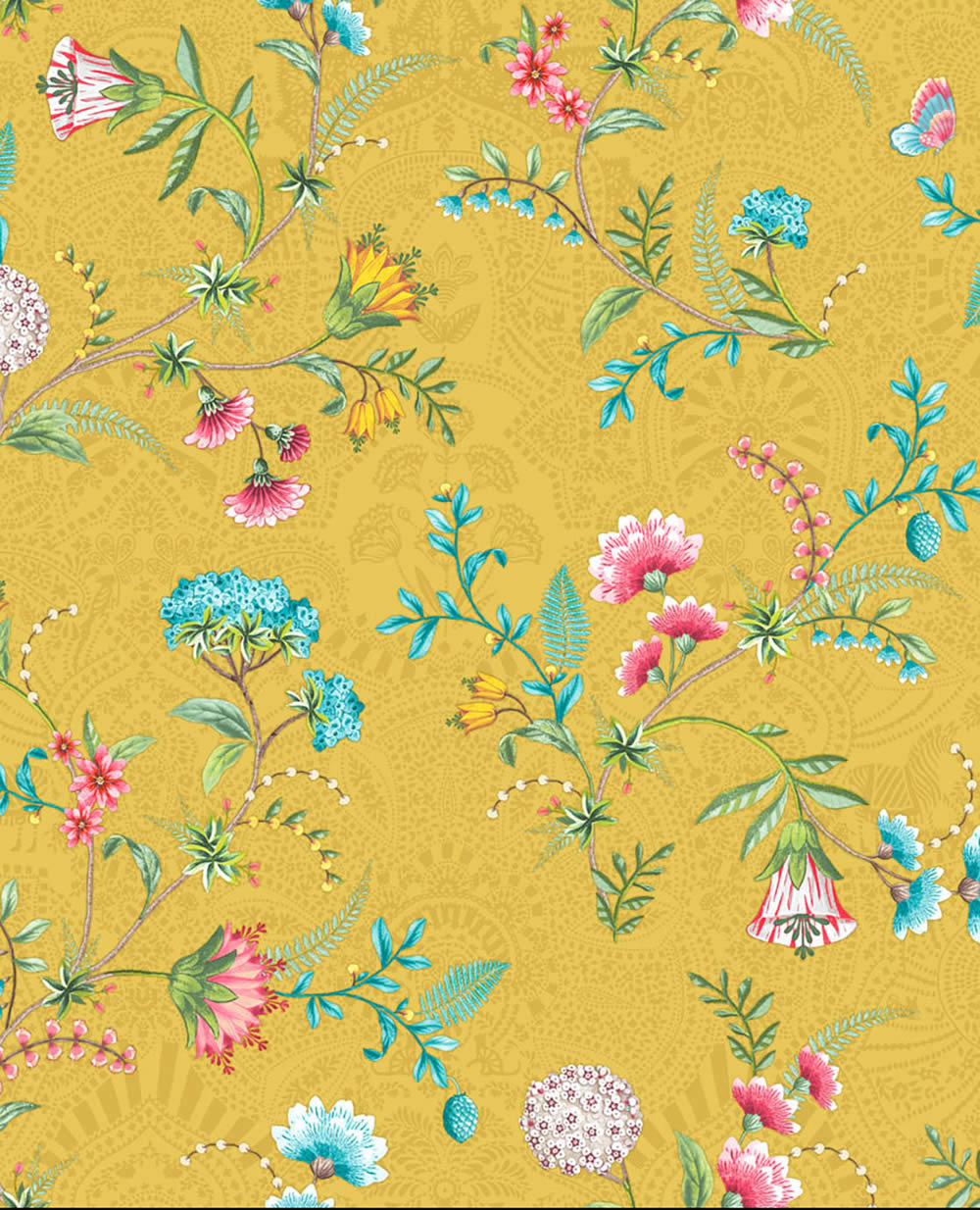 Vliestapete Bunte Blumen Ranken Gelb Pip Studio 5 300123