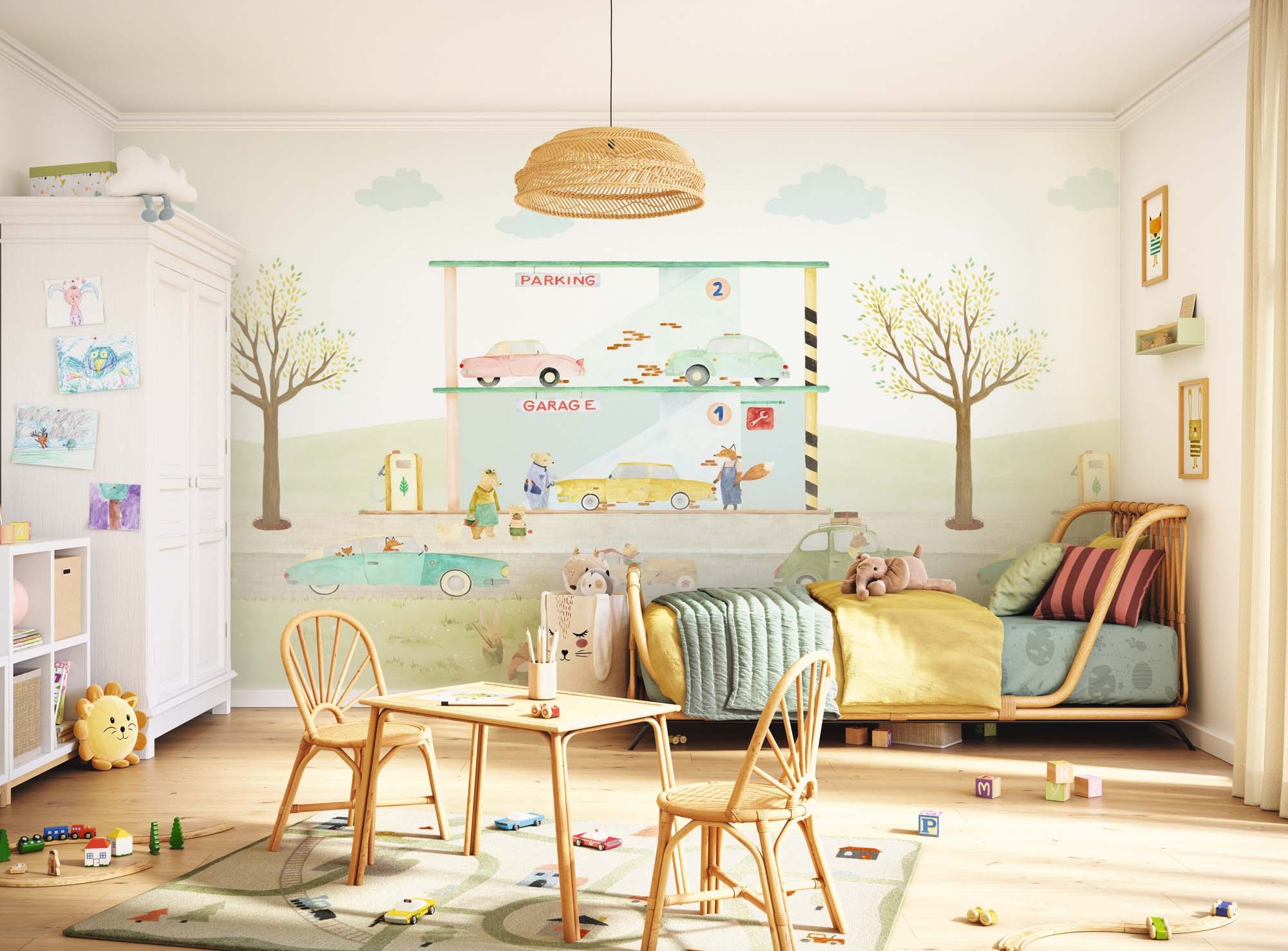 Wandbild Parkhaus mit Autos 300 x 250 cm OUTT203018707NW