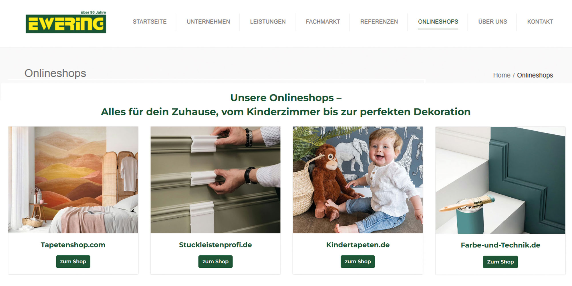 Übersicht über die 4 Onlineshops von Ewering