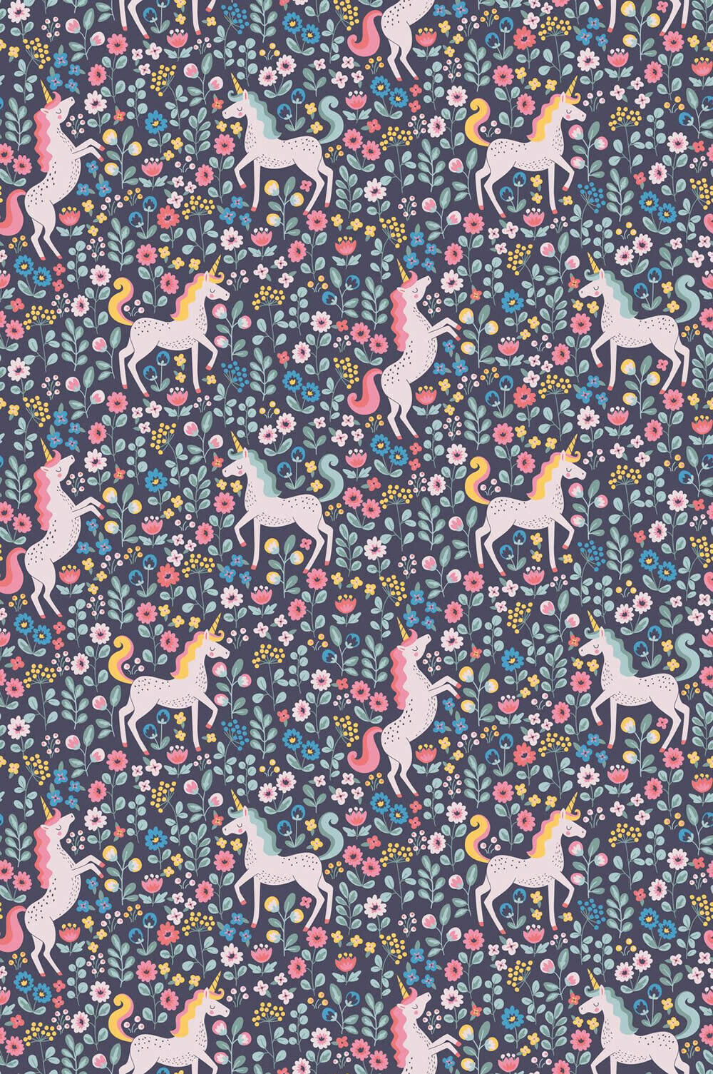 Mural Unicorns Dark Blue Pink