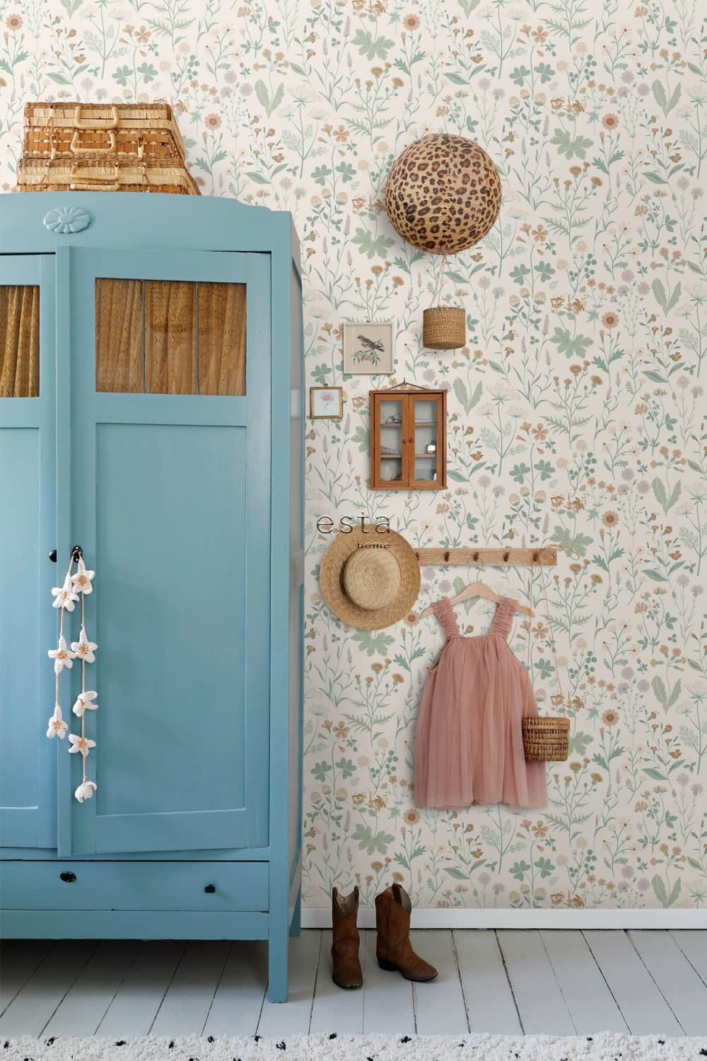 Tapete Scandi Feldblumen pastellfarben creme Vlies 139481
