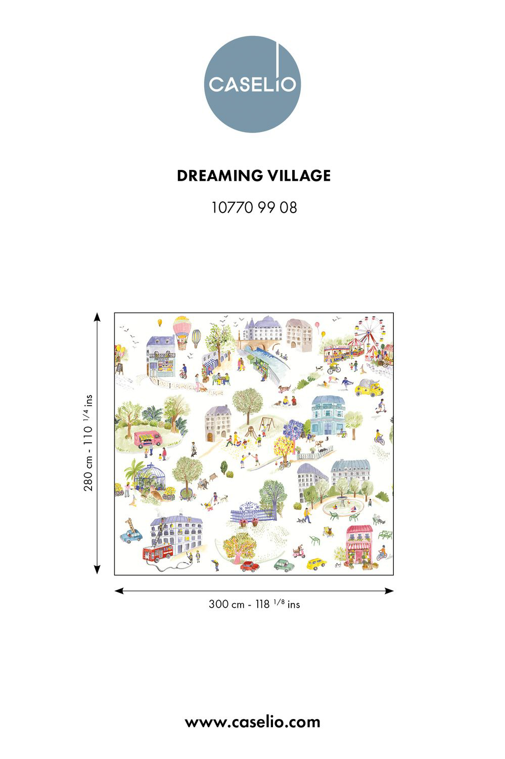 Wandbild M Sommer Kleinstadt happy Kids 300 cm x 280 cm