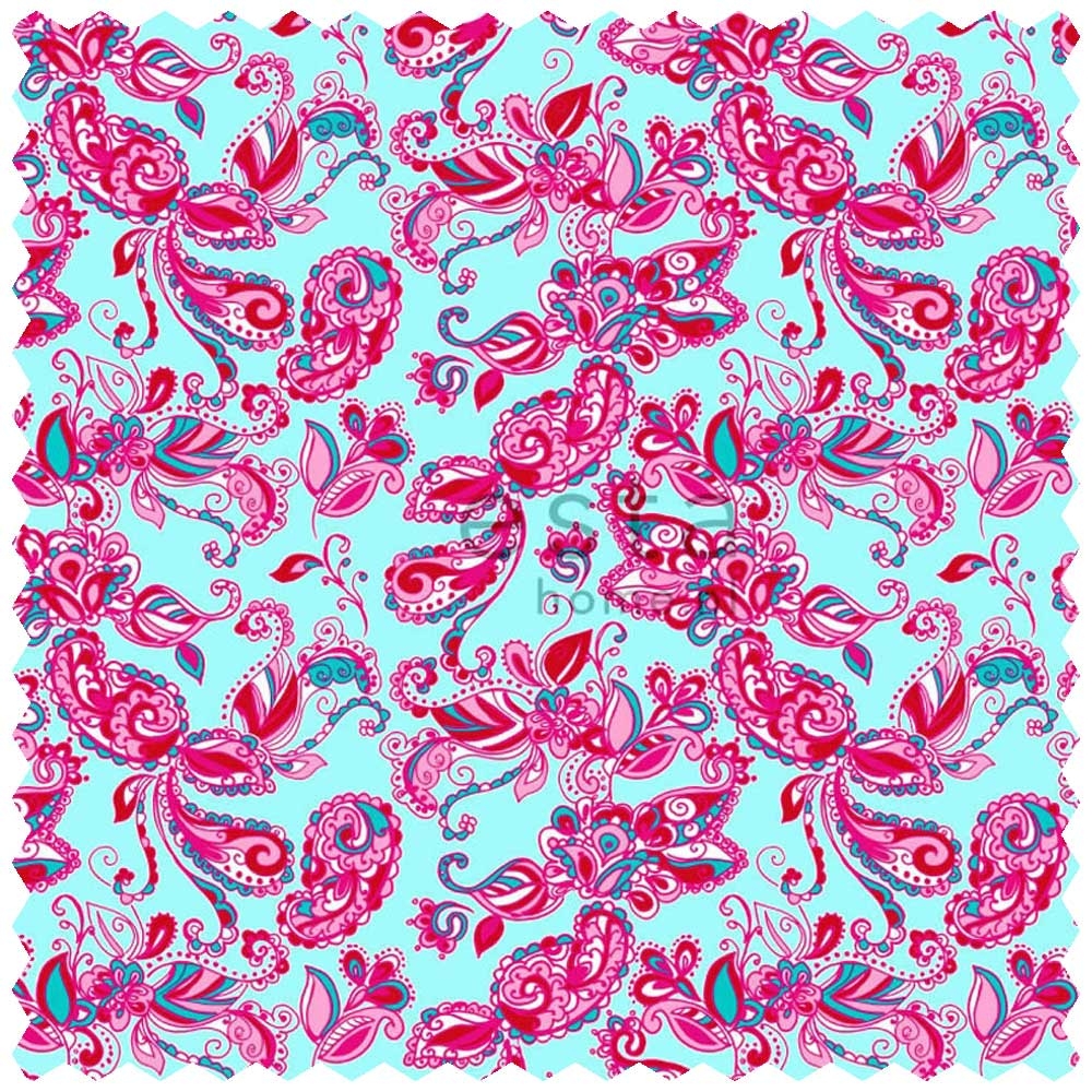 Dekostoff Funky Blumen Paisleys Türkis-56-186805