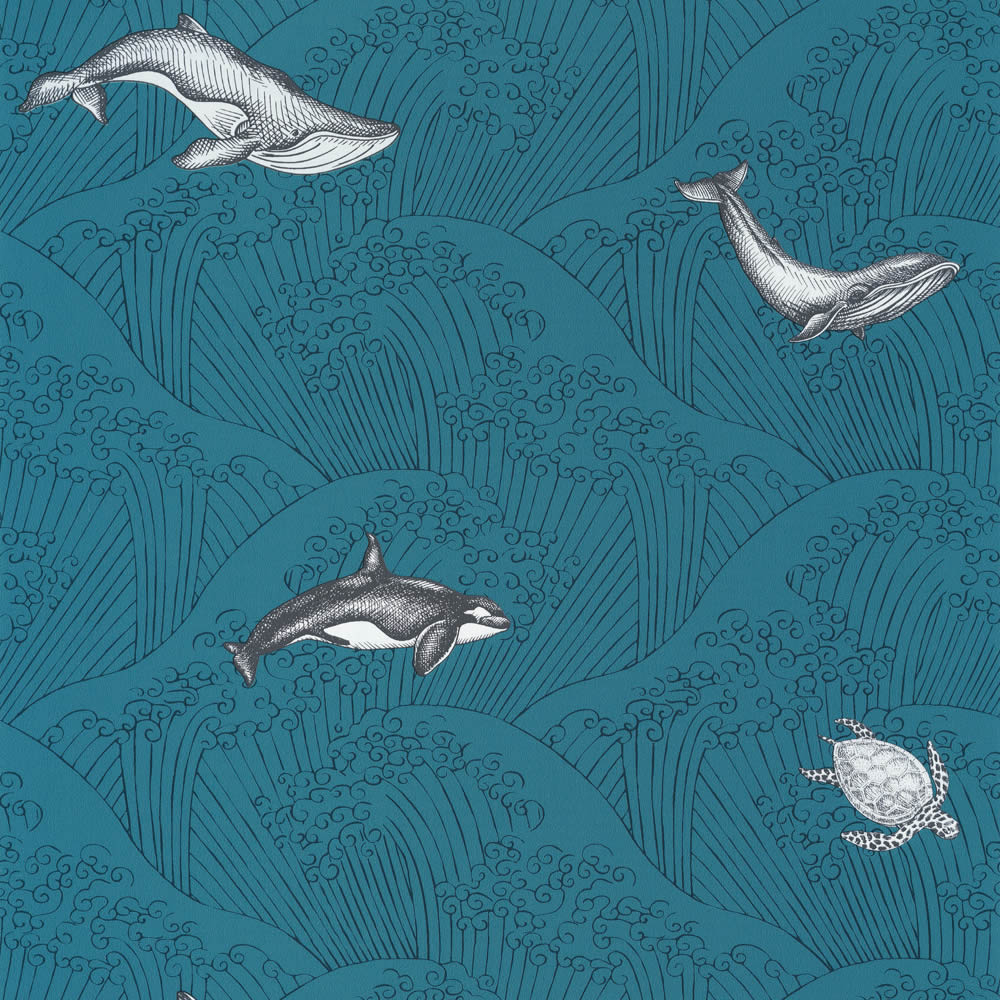 Non-woven wallpaper sea-blue whale waves Our Planet OUP102016608-36-OUP102016608.1M