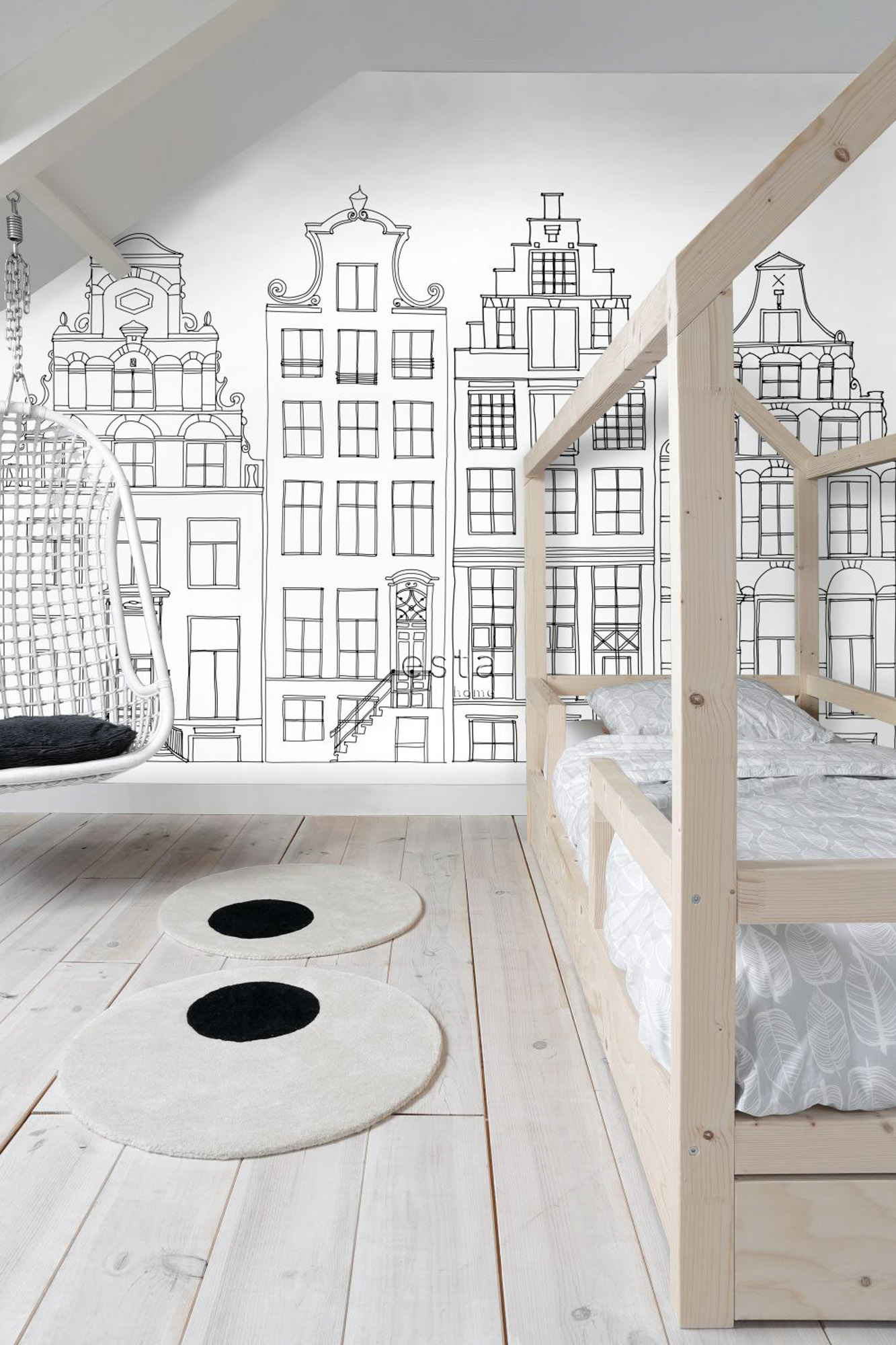 Wandbild Amsterdam Häuser schwarz weiß 150 x 279 cm 158834