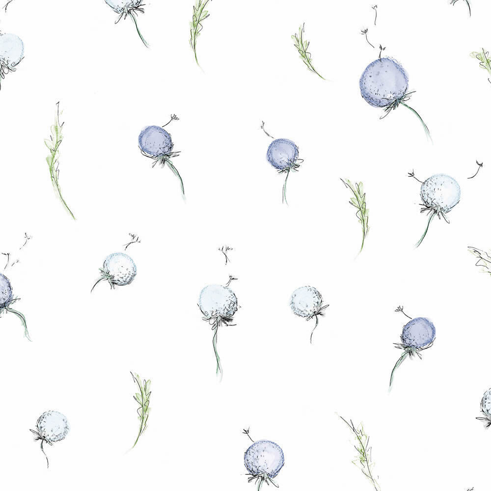 Dandelion non-woven wallpaper glossy smooth surface blue purple 27561-HTM