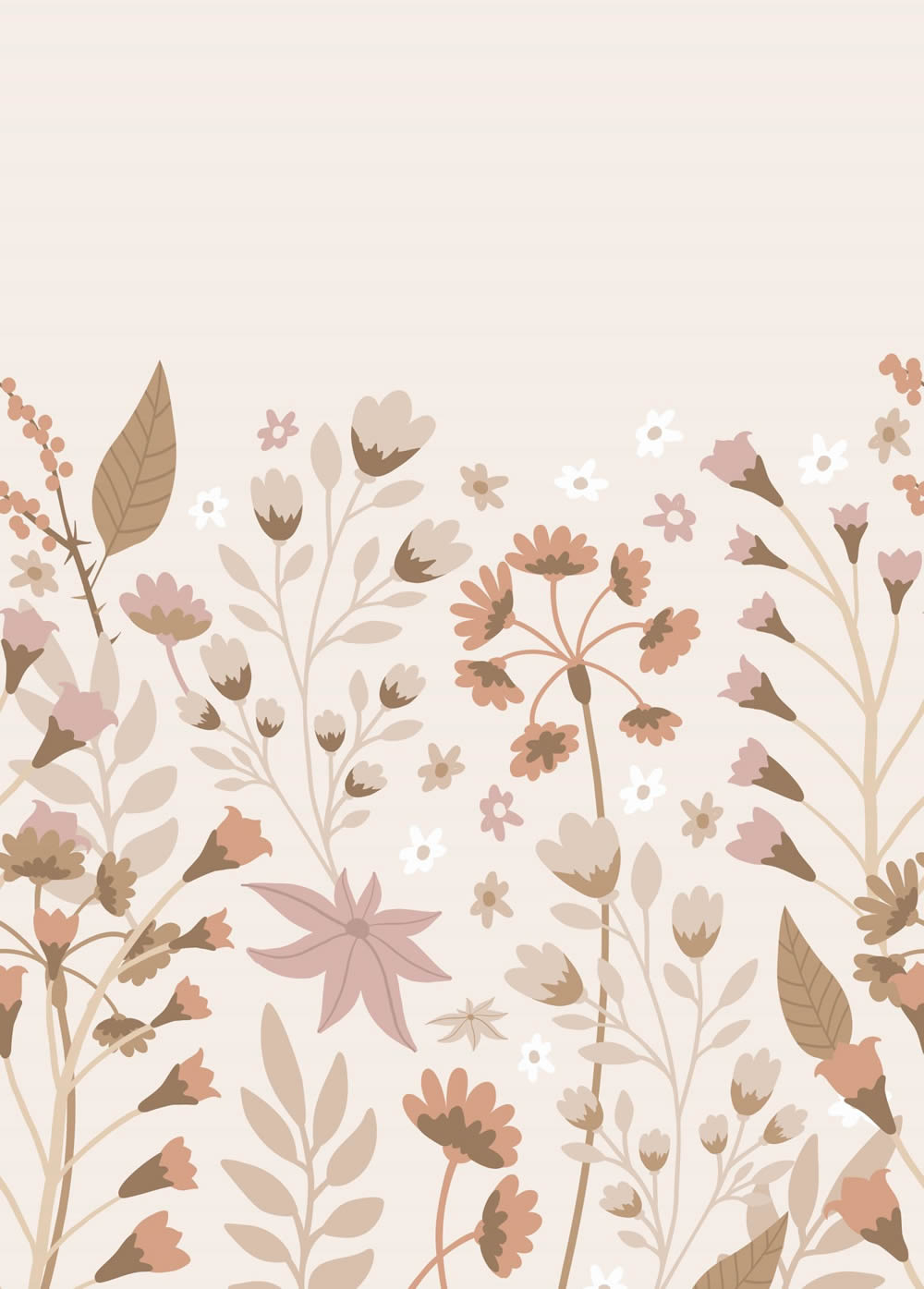 200 x 279 cm Mural Scandi Wildflowers Nature beige 159410