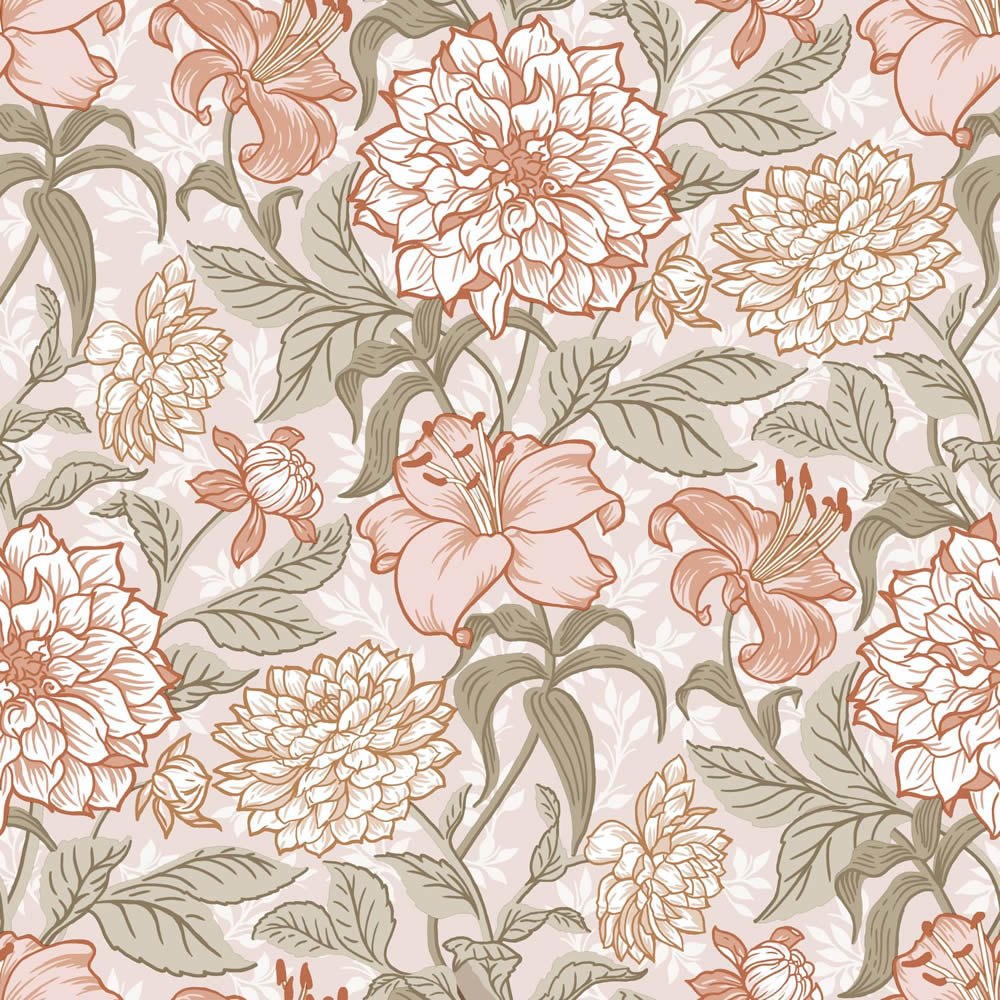 Blumentapete Hortensienblüten Vintage hellrosa Vlies 139479