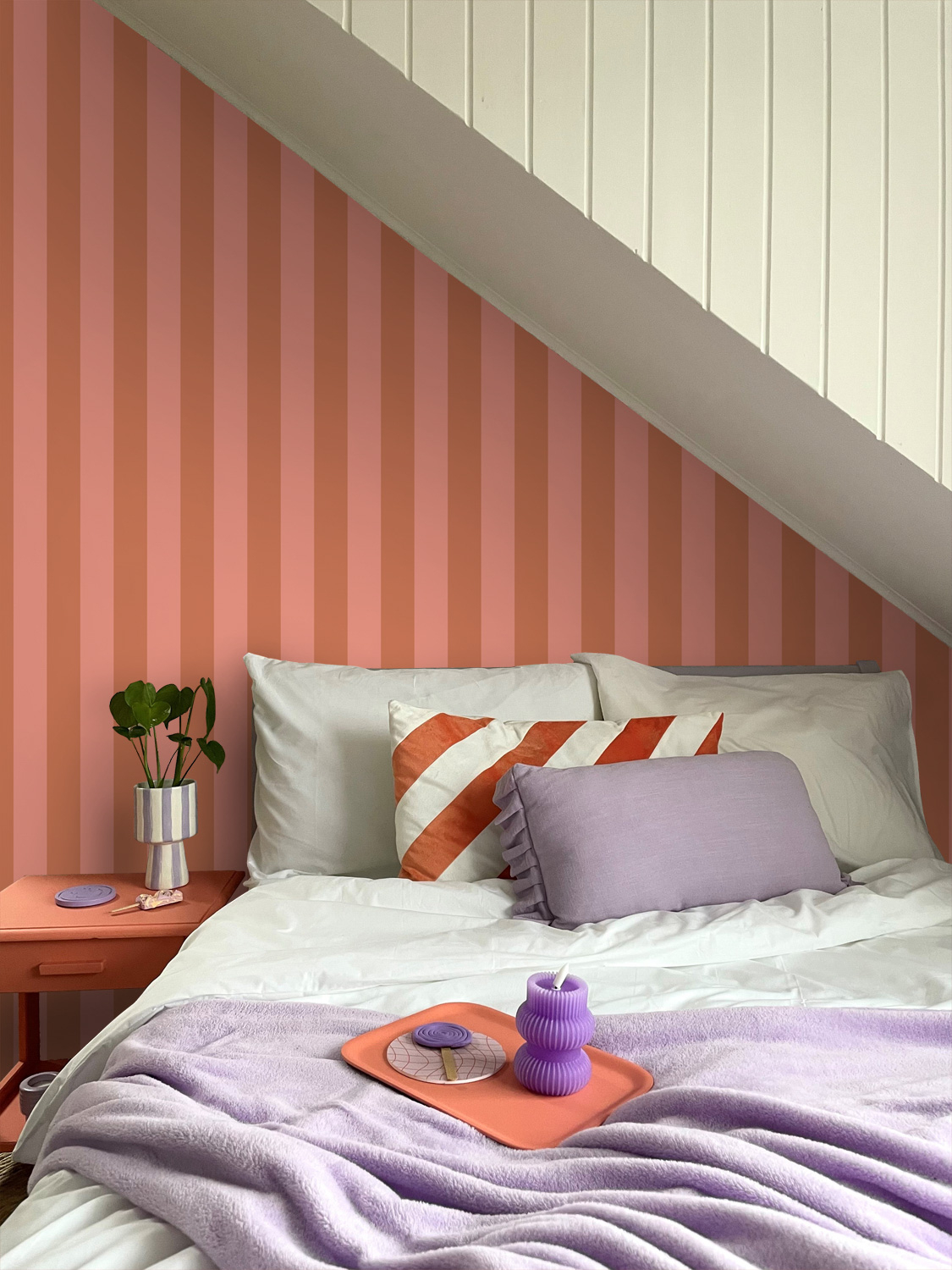 Tapete Vliestapete Streifen terracotta rosa Retro 139905